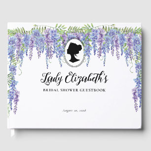 Blumenmuster Lila Vintages Reglement Thema Brautpa Gästebuch