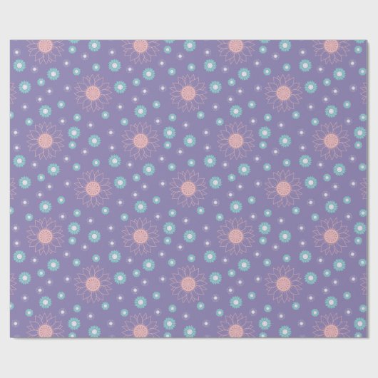 Blumenmuster - Lila Wrap Paper Geschenkpapier (Flach)
