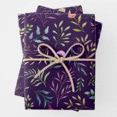 Blumenmuster-Linie Lila Geschenkpapier Set (Beispiel)
