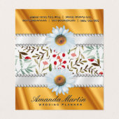 Blumenmuster | Lux Gold Silk Drapery Visitenkarten (Außenseite Aufgefaltet)