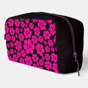 Blumenmuster - Magenta und Schwarz Waschbeutel
