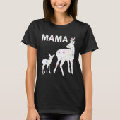 Blumenmuster Mama Fawn Doe Angepasst Scoop Mütter T-Shirt (Vorderseite)
