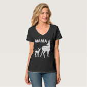 Blumenmuster Mama Fawn Doe Angepasst Scoop Mütter T-Shirt (Vorderseite Vollansicht)