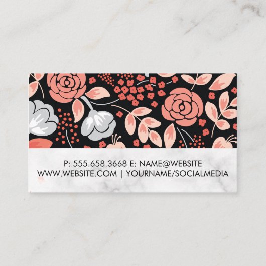Blumenmuster-Marmor Visitenkarte (Rückseite)
