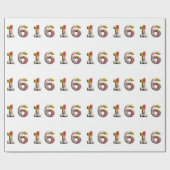 Blumenmuster-Meilenstein-Geburtstag des Bonbon-16 Geschenkpapier (Flach)