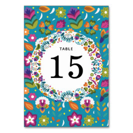 Blumenmuster mexikanische Hochzeit Tischnummer