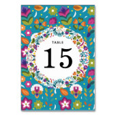 Blumenmuster mexikanische Hochzeit Tischnummer (Rückseite)