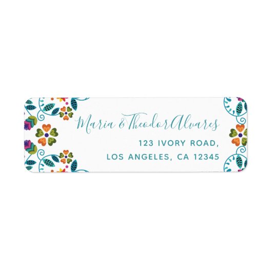 Blumenmuster mexikanische Rücksendeadresse (Vorne)