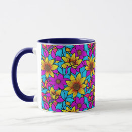 Blumenmuster mit abstrakter Linie Art 10 - Tasse