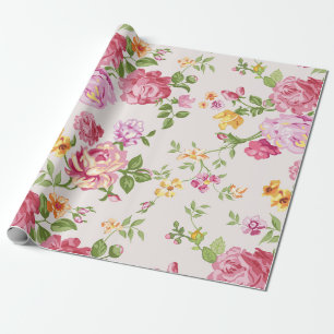 Blumenmuster mit alten rosa Rosen Geschenkpapier