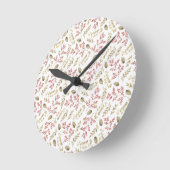 Blumenmuster mit Beeren Runde Wanduhr (Winkel)
