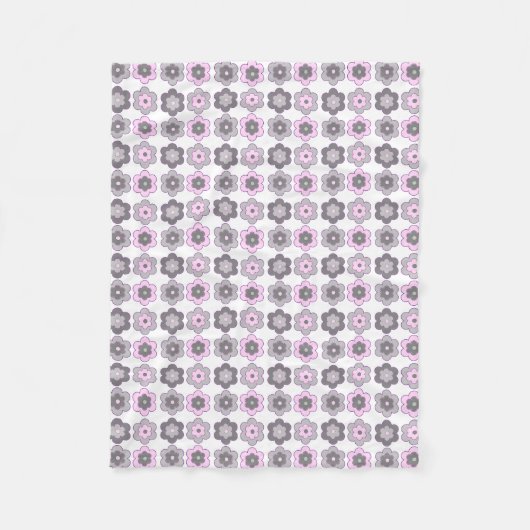 Blumenmuster mit Blasen (rosa und grau) Fleecedecke (Vorderseite)