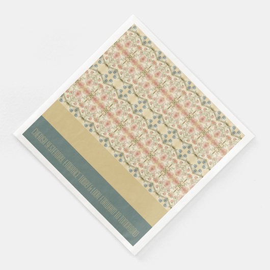 Blumenmuster mit Blau und Creme Serviette (Ecke)