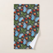 Blumenmuster mit blauen Morpho-Schmetterlingen Badhandtuch Set (Handtuch)
