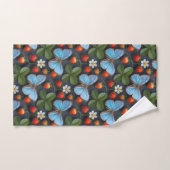 Blumenmuster mit blauen Morpho-Schmetterlingen Badhandtuch Set (Handtuch)