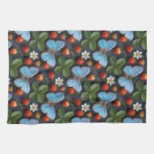 Blumenmuster mit blauen Morpho-Schmetterlingen Geschirrtuch (Horizontal)