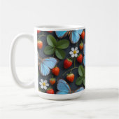Blumenmuster mit blauen Morpho-Schmetterlingen Kaffeetasse (Links)