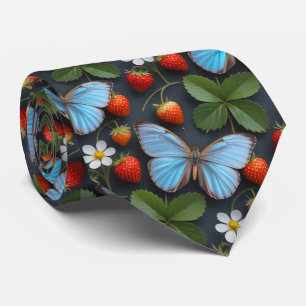 Blumenmuster mit blauen Morpho-Schmetterlingen Krawatte
