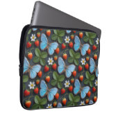 Blumenmuster mit blauen Morpho-Schmetterlingen Laptopschutzhülle (Vorne Rechts)
