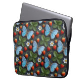 Blumenmuster mit blauen Morpho-Schmetterlingen Laptopschutzhülle (Vorderseite Links)