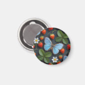 Blumenmuster mit blauen Morpho-Schmetterlingen Magnet (Vorderseite/Rückseite)