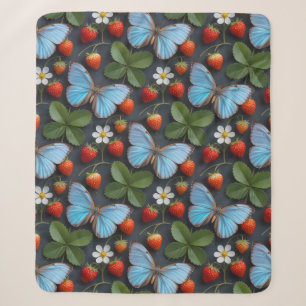 Blumenmuster mit blauen Morpho-Schmetterlingen Sherpadecke