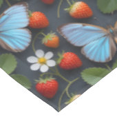 Blumenmuster mit blauen Morpho-Schmetterlingen Tischdecke (Schrägansicht)