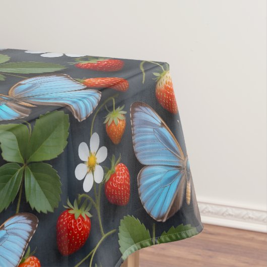 Blumenmuster mit blauen Morpho-Schmetterlingen Tischdecke (Beispiel)