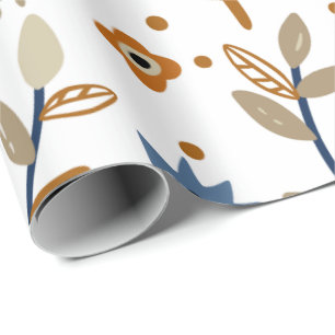 Blumenmuster mit blauen und orangen Blumen Geschenkpapier