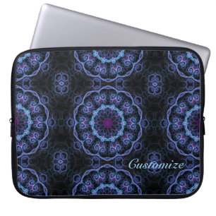 Blumenmuster mit blauen und rosa Fraktalen - Lapto Laptopschutzhülle