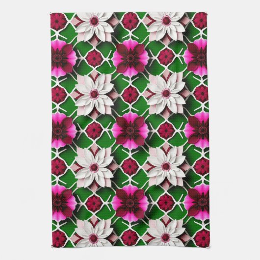 Blumenmuster mit bunten Blume Geschirrtuch (Vertikal)