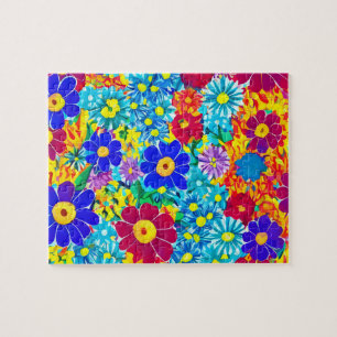 Blumenmuster mit bunten Blume Puzzle