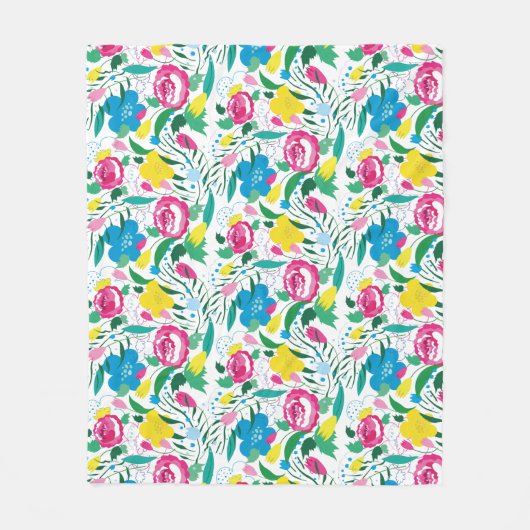 Blumenmuster mit bunten Bouquets. Fleecedecke (Vorderseite)