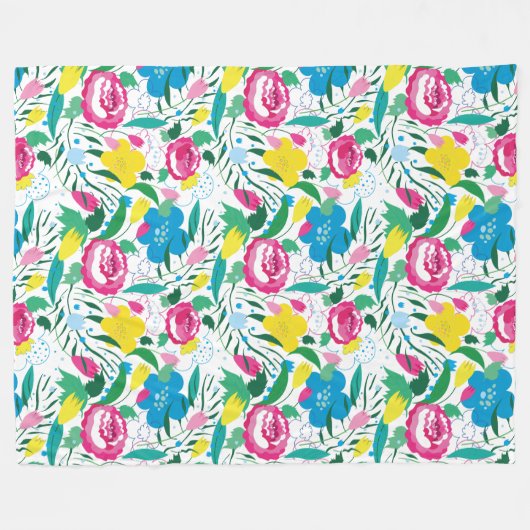 Blumenmuster mit bunten Bouquets. Fleecedecke (Vorderseite (Horizontal))