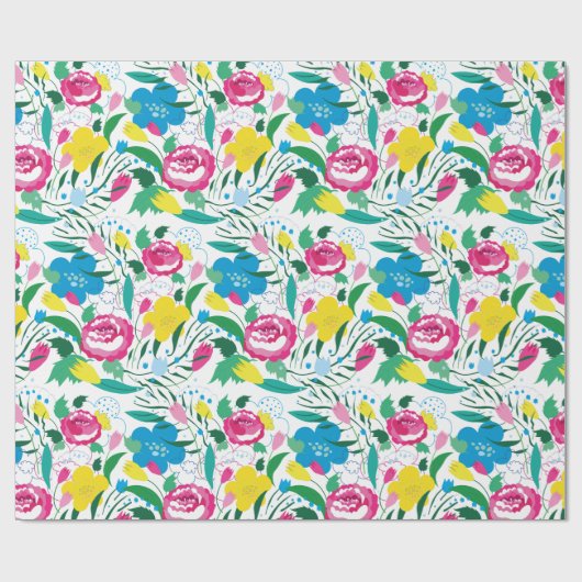 Blumenmuster mit bunten Bouquets. Geschenkpapier (Flach)