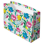 Blumenmuster mit bunten Bouquets. Große Geschenktüte (Rückseite Schrägansicht)