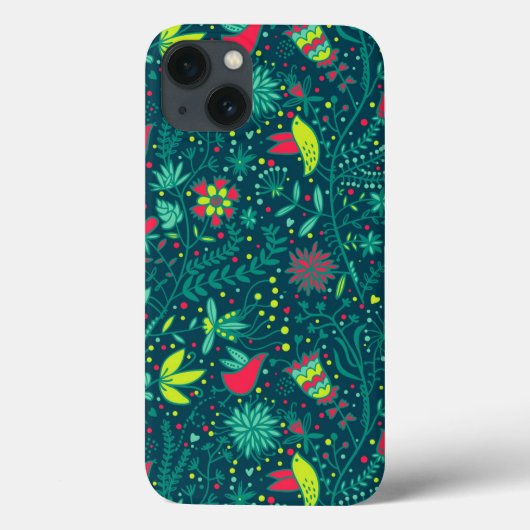 Blumenmuster mit Cartoon Case-Mate iPhone Hülle (Rückseite)