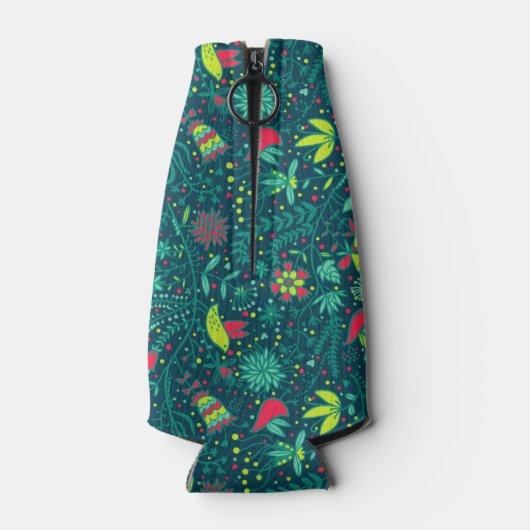 Blumenmuster mit Cartoon Flaschenkühler (Rückseite)