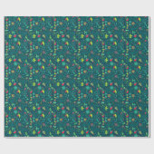 Blumenmuster mit Cartoon Geschenkpapier (Flach)