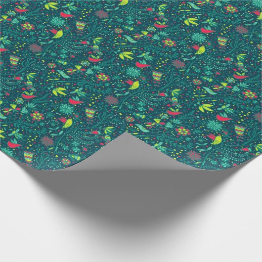 Blumenmuster mit Cartoon Geschenkpapier (Ecke)