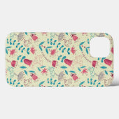 Blumenmuster mit Cartoon-Katzen Case-Mate iPhone Hülle (Rückseite (Horizontal))