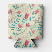 Blumenmuster mit Cartoon-Katzen Dosenkühler (Vorderseite)