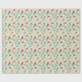 Blumenmuster mit Cartoon-Katzen Geschenkpapier (Flach)