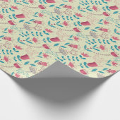 Blumenmuster mit Cartoon-Katzen Geschenkpapier (Ecke)