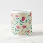 Blumenmuster mit Cartoon-Katzen Jumbo-Tasse (Vorderseite)