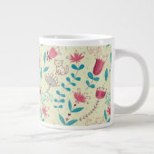 Blumenmuster mit Cartoon-Katzen Jumbo-Tasse (Rechts)