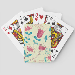 Blumenmuster mit Cartoon-Katzen Spielkarten