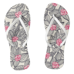Blumenmuster mit Cartoon-Vögeln 2 Badesandalen