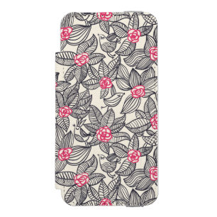 Blumenmuster mit Cartoon-Vögeln Incipio Watson™ iPhone 5 Geldbörsen Hülle