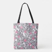 Blumenmuster mit Cartoon-Vögeln Tasche (Rückseite)